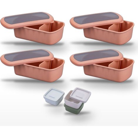Lot de 4 Lunchbox Terracotta 1L et Set de 3 boîtes à sauce Fackelmann Storage (1/5)