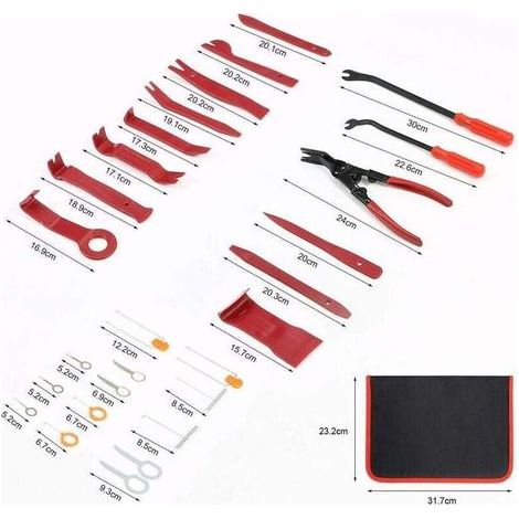 Outil Demontage Garniture, 27PCS Outillage Mecanique Auto, Outils pour Garnitures Panneau, Auto Outil de Démontage de Panneau, Autoradio, Accessoires, Porte, Tableau de Bord de Voiture (1/3)