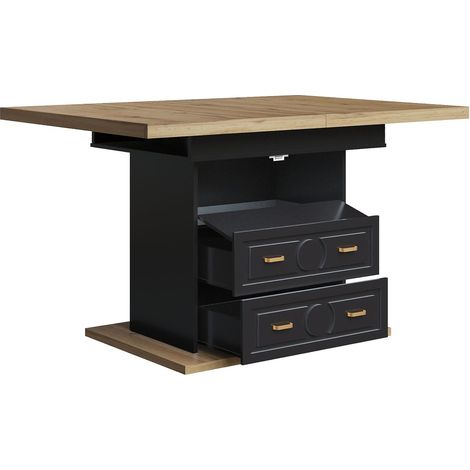 Table extensible 110-140 x 80 x 75 cm 110- en bois aspect bois 6 places plateau extensible (1/5)