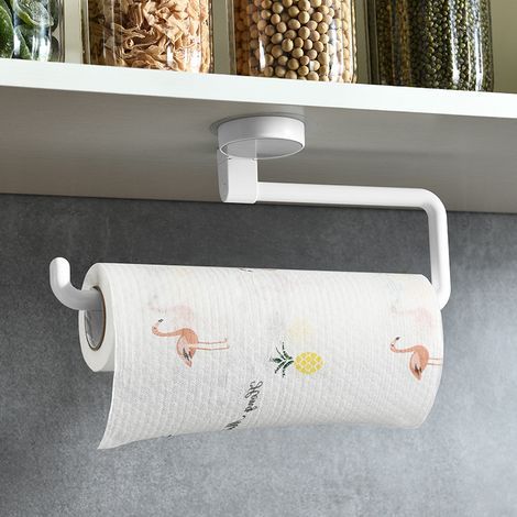 Selbstklebender Papierhandtuchrollenhalter, weiß, zur Montage unter Hängeschränken. Küchenrollenhalter aus Edelstahl SUS304. (1/5)