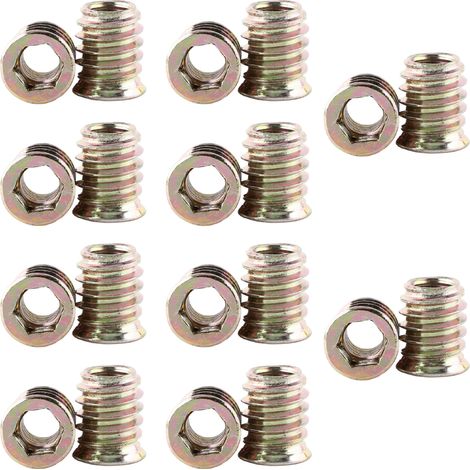 Paquete de 20 tuercas insertables M8, de aleación de zinc, cabeza hexagonal de 17 mm, para fijación de madera y plástico. (1/5)