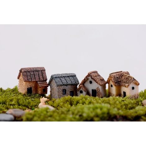 Jardin miniature, paysage, maison miniature au toit de chaume, bonsaï à faire soi-même, terrarium, loisirs créatifs, décoration de bureau, accessoires, 2 x 1,5 x 2 cm (1/5)