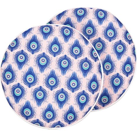 Conjunto de 2 cojines de jardín almohada de exterior ⌀ 40 cm poliéster motivo pavo real azul y rosa Ceriana