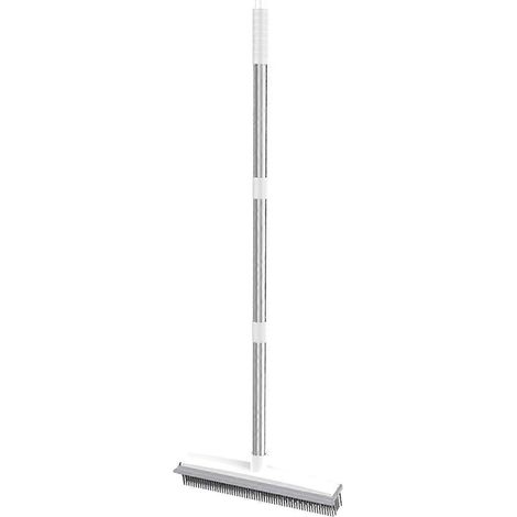 Balai/râteau à tapis à long manche avec raclette pour enlever les poils d'animaux, compatible avec les tapis et les parquets. (1/5)