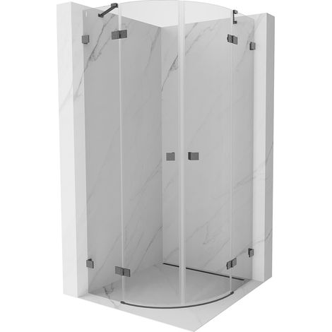Mexen Lunar Halbrunde Duschkabine schwenkbar 70 x 70 cm, transparent, gebürstet in Gun Gray - 833-070L-070P-66-00 (1/5)