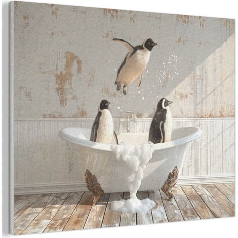 QUADRO ACUSTICO Vintage - Pinguino - Vasca da bagno - Schiuma 100x70 cm (1/5)