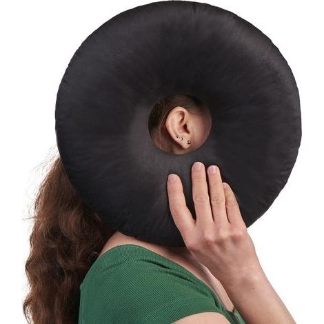 Oreiller avec Trou Soulage Douleur des Oreilles Oreiller De Piercing Dormir sur Côté Rembourrage Réglable Oreiller Beignet Réduit Pression Auriculaire Piercing Pillow (Black) (1/4)