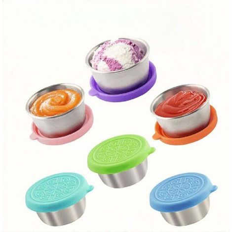 Pot à sauce en acier inoxydable - Récipient à sauce avec couvercle - Pot à sauce étanche - Pot à épices portable - Bol à sauce - Récipient à épices multifonctionnel (1/4)