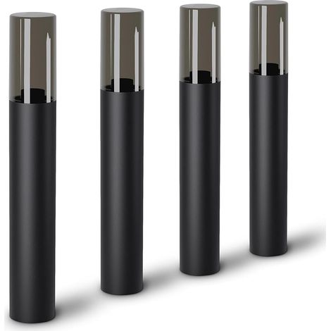 Lampadaire d'extérieur (4 unités, culot E27, hauteur 50 cm), couleur noir