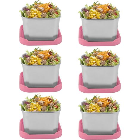 Saucentopf aus Edelstahl 304 mit Silikondeckel, ideal für Salatdressings, Tomatensoßen und Dips. Luftdichter und auslaufsicherer, quadratischer Lebensmittelbehälter (rosa). (1/5)