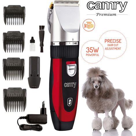 Camry CR 2821 Cortapelos para Mascotas, Profesional, Cabezal Titanio, Cuhillas Cerámicas, Bajo Ruido, Recargable 35W Rojo (1/6)