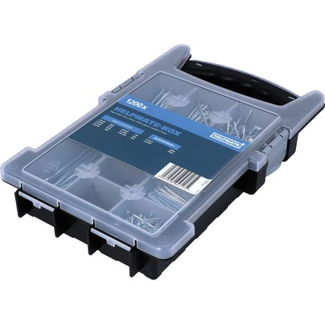 Boîte assortiment de clous, 1200 pièces, clous en acier, différentes tailles, pointes de fil, pointes de panneau trempées, acier galvanisé, boîte de rangement, noir/argenté
