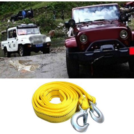Sangle de remorquage avec crochet, charge de 5 tonnes, longueur de 4 m (13 pi), nylon haute résistance, pour voitures, camions et véhicules tout-terrain (1/5)