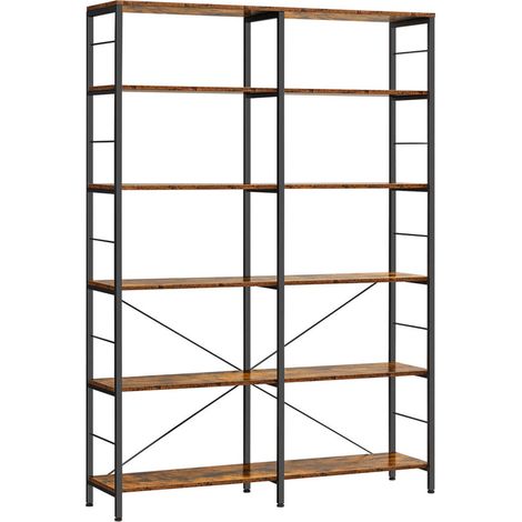 Libreria a 6 ripiani 30 x 120 x 1725 cm stile industriale per soggiorno ufficio balcone cucina marrone 120004184