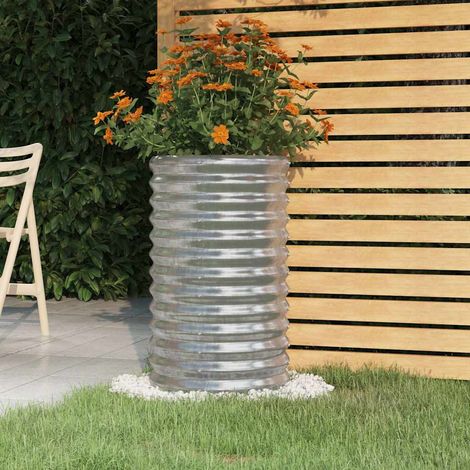 Jardinière de jardin-Pot de fleur-Bac à fleurs Acier galvanisé 40x40x68 cm Argenté (1/4)