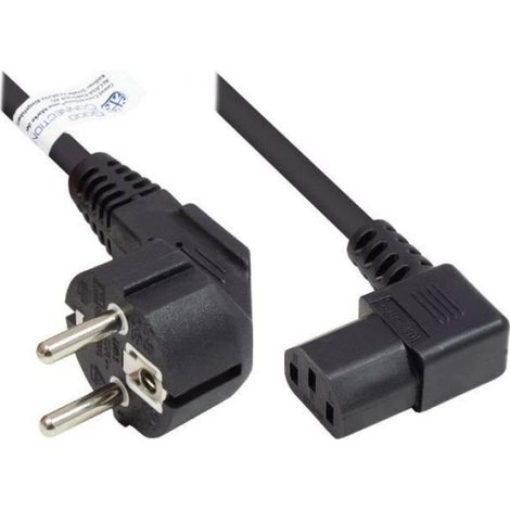 Câble D'alimentation - Coudé - 1,8 M - Connecteur E+F Et C13 - 10 A 250 V - Noir