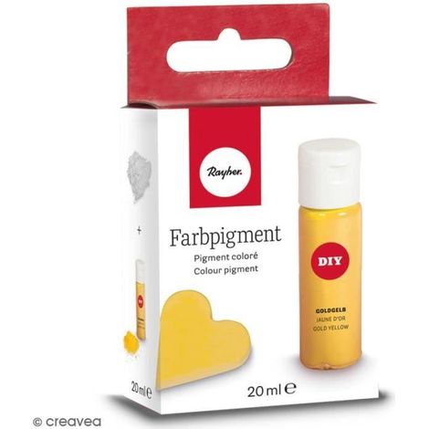 Pigment coloré pour béton - RAYHER - Jaune d'or - 20 ml - Poudre pour moulage - Créations personnalisées