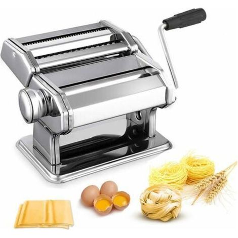 Máquina para pasta de acero inoxidable – Rodillo con regulador de 7 posiciones – Para tagliatelle, espaguetis, lasaña – Ancho de la pasta: 15 cm (1/5)