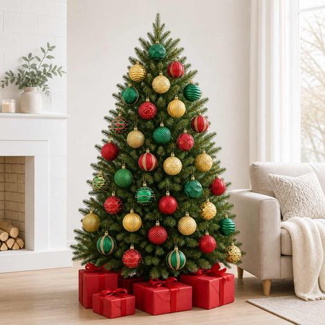vidaXL Set di Palline di Natale 36 pz Rosso, oro e verde 6 cm (1/5)