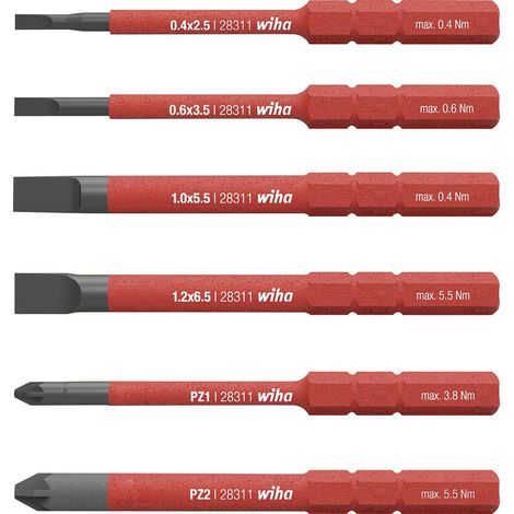 Set lame interchangeable slimBit electric PZ fente 6-pièces Wiha (1/2)
