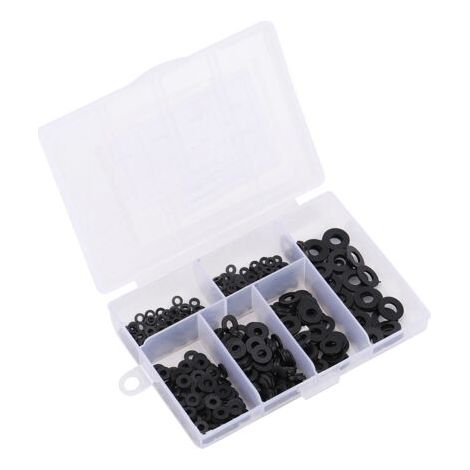 Kit de 500 rondelles plates en nylon M2-M6 avec boîte (noir)