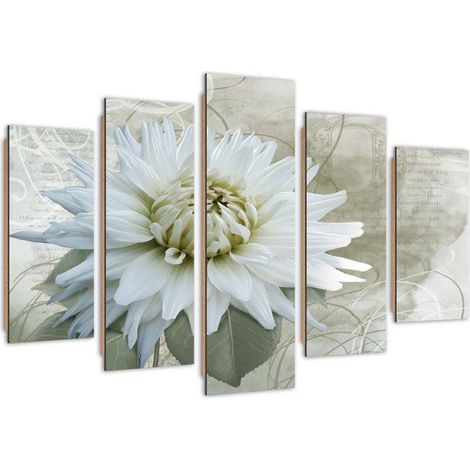 Quadro deco panel 5 parti, Fiore bianco - 100x70 (1/5)