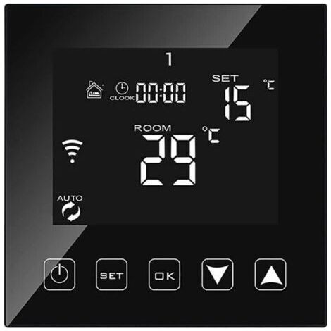 Intelligent Thermostat WiFi Connecté pour Chaudiere gaz/Eau 3A Filaire Alexa/Google Home/Tuya Smart Life APP Compatible, Thermostats d'ambiance Programmable Chaudière Murale Noir