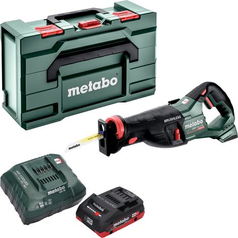 Metabo SSEP 18 LT BL Scie sabre sans fil 18 V 32 mm Brushless + 1x batterie LiHD 4,0 Ah + chargeur + Metabox