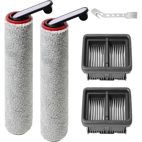 Accessoires de rouleau de brosse pour Mova M10, pour Dreame Mova M10 pièces de rechange d'aspirateur eau et poussière, 2 rouleaux de brosse + 2 filtres HEPA + 1 brosse de nettoyage (1/5)