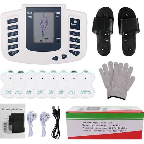 8-Mode EMS Body Massager for Acupuncture, Electrical Muscle Stimulation, Physiotherapy, Pulse Reduction, Digital Massage Device for Healthcare 05308-AquaForge