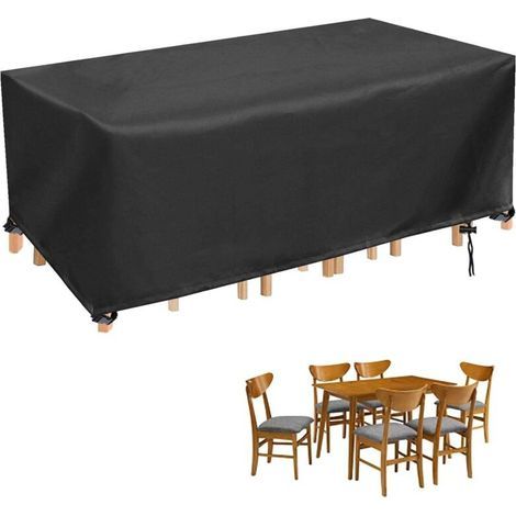 Garden furniture cover, rectangular garden furniture cover, waterproof outdoor garden furniture cover, outdoor furniture cover, UV protection, black, 250 x 110 x 90 cm (1/5)