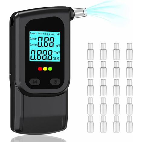 Breathalyser Alcohol Tester - Professional Breathalyzer with with LCD Display, High-Precision Portable Breathalyzer Includes 20 Disposable Mouthpieces for Personal & Party Use (1/5)