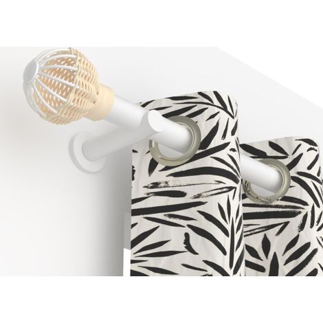 Embout Rotin Blanc mat D28 pour tringle à rideaux - Style bohème -