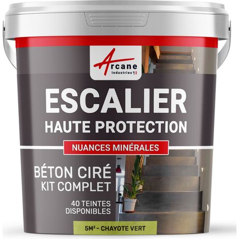 Béton ciré escalier, kit complet - 5 m² (en 2 couches) Chayote Vert - ARCANE INDUSTRIES