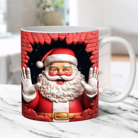 Tasse De Noël - Tasse En Céramique Avec Motif Bonhomme De Neige Ou Père Noël - 350 Ml - Pour Café Thé Chocolat Chaud - 1 Pièce (1/5)