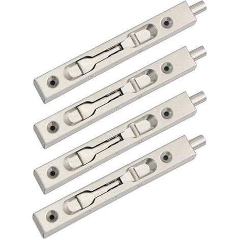 Serratura a catenaccio incassato in 4 pezzi (2 coppie), catenaccio a scomparsa con barra di sicurezza, catenaccio scorrevole in acciaio inox (lunghezza 15 cm) (1/5)
