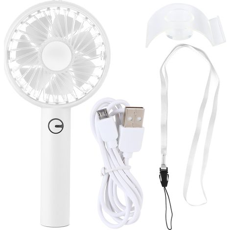 Ventilateur de Bureau Portable Mini Silencieux avec Support Téléphone USB Rechargeable Blanc (1/5)
