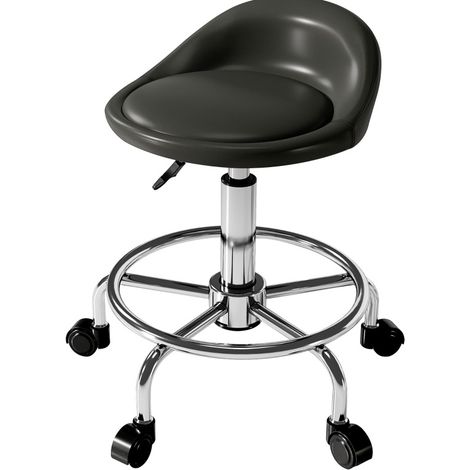 Taburete de oficina ajustable Chicfurn 43x43x59-75 cm negro en similicuero con respaldo (1/5)