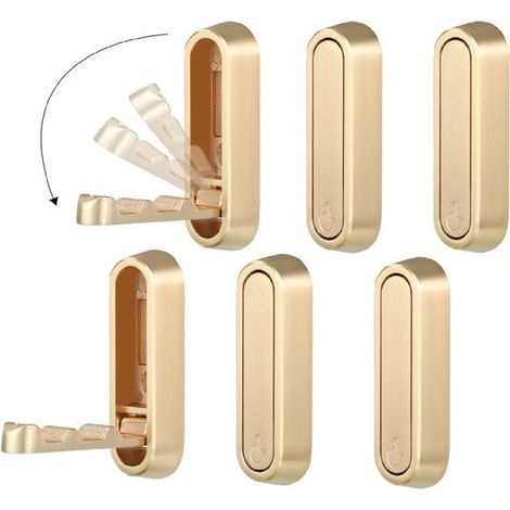 Ensemble de 6 crochets pliables pour suspendre vêtements et serviettes, crochets muraux en alliage de zinc