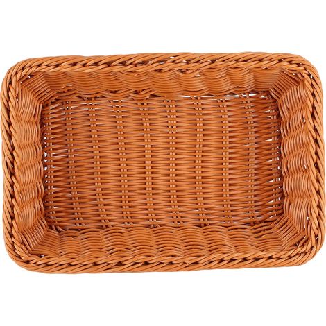 A1744 Panier à pain en rotin, panier de rangement pour aliments et fruits, assiette à fruits rectangulaire, petit format (1/5)