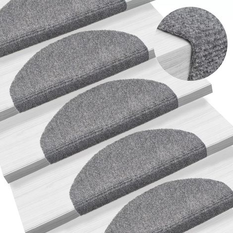 Tapetes para escaleras autoadhesivos 15 piezas 65 x 21 x 4 cm Gris claro DEC023313