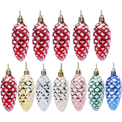 Pomme De Pin Décorative - Ornement De Noël En Plastique Brillant - Pour Arbre De Noël Intérieur - Lot De 5 (1/5)