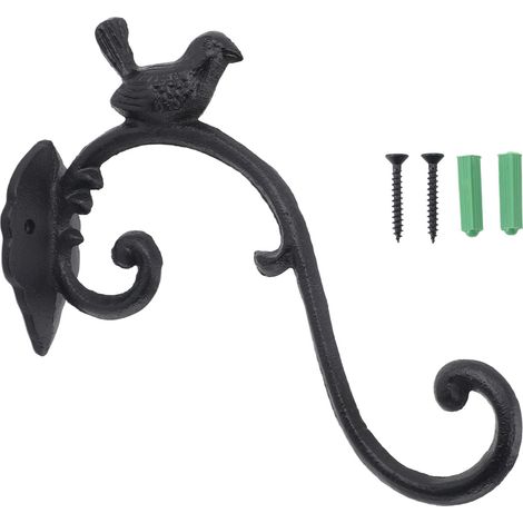 Plant Hanger Iron Outdoor Hanging Bracket Wall Hook for Bird Feeder Lantern Wind Chime Flower Basket Black (1/5)