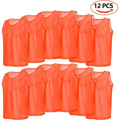 Lot de 12 maillots d'entraînement en mesh, gilets de football respirants pour adultes, chasubles réversibles. (1/5)