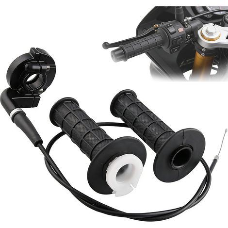 Poignée d'accélérateur rotative et câble d'accélérateur pour motos avec poignée de 7/8" (22 mm) pour VTT/ATC 50cc, 90cc, 110cc, 125cc, 140cc, 150cc, 200cc, 250cc, mini-moto, pocket bike 4 temps. (1/5)