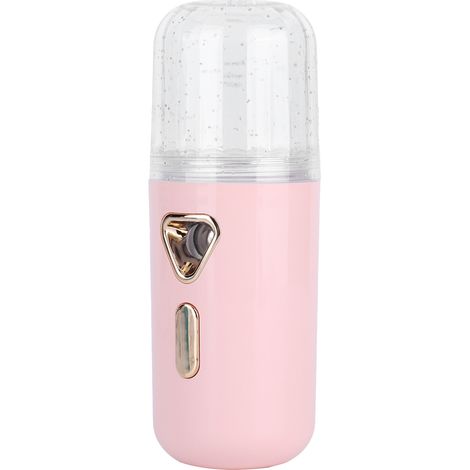Mini humidificateur facial portable 30 ml, nano-atomisation, rechargeable par USB, brumisateur pour le visage, rose (1/5)
