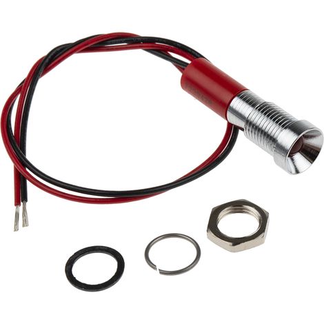 Voyant LED lumineux Rouge RS PRO, dia. 8mm, 24V c.c., IP67 ( Prix pour 1 ) (1/2)