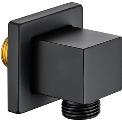 Sortie murale carrée en laiton massif coudée G1,27 cm pour raccord de tuyau de douche, noir (1/5)