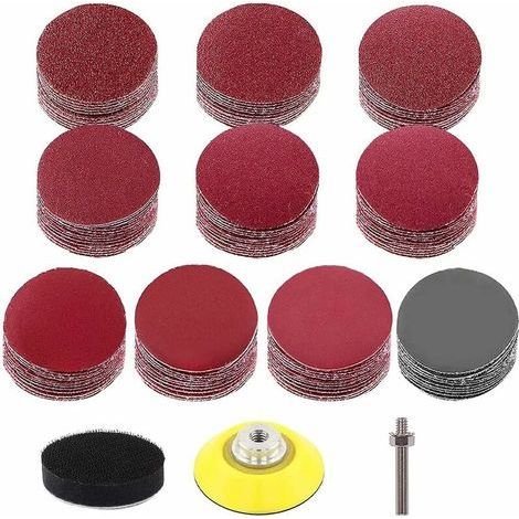 TAISHENGDA-103 Pièces Disques Abrasifs 50mm Disques Papier Abrasif Grain 80 120 180 240 320 400 600 1000 2000 3000 Kit de Ponçage Disques Abrasifs 2 Pouces (1/5)