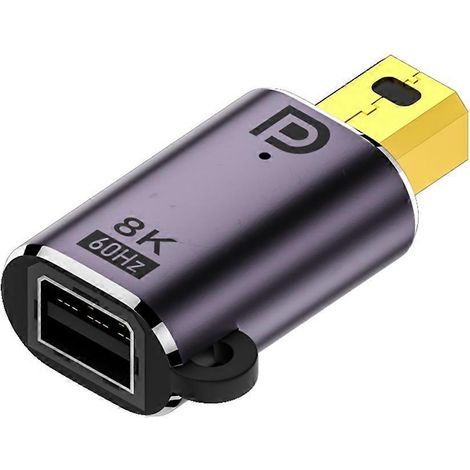 Adaptateur Mini DP mâle vers DP femelle 8K 60 Hz Convertisseur DisplayPort vers DisplayPort (1/5)